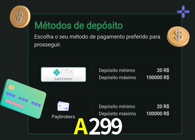 O cassino A299 oferece uma grande variedade de métodos de pagamento